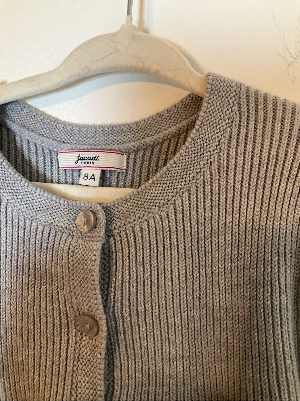 Jacadi Paris Girls Cardigan Gray Knit Button Sweater Size 8A - Picture 4 of 6